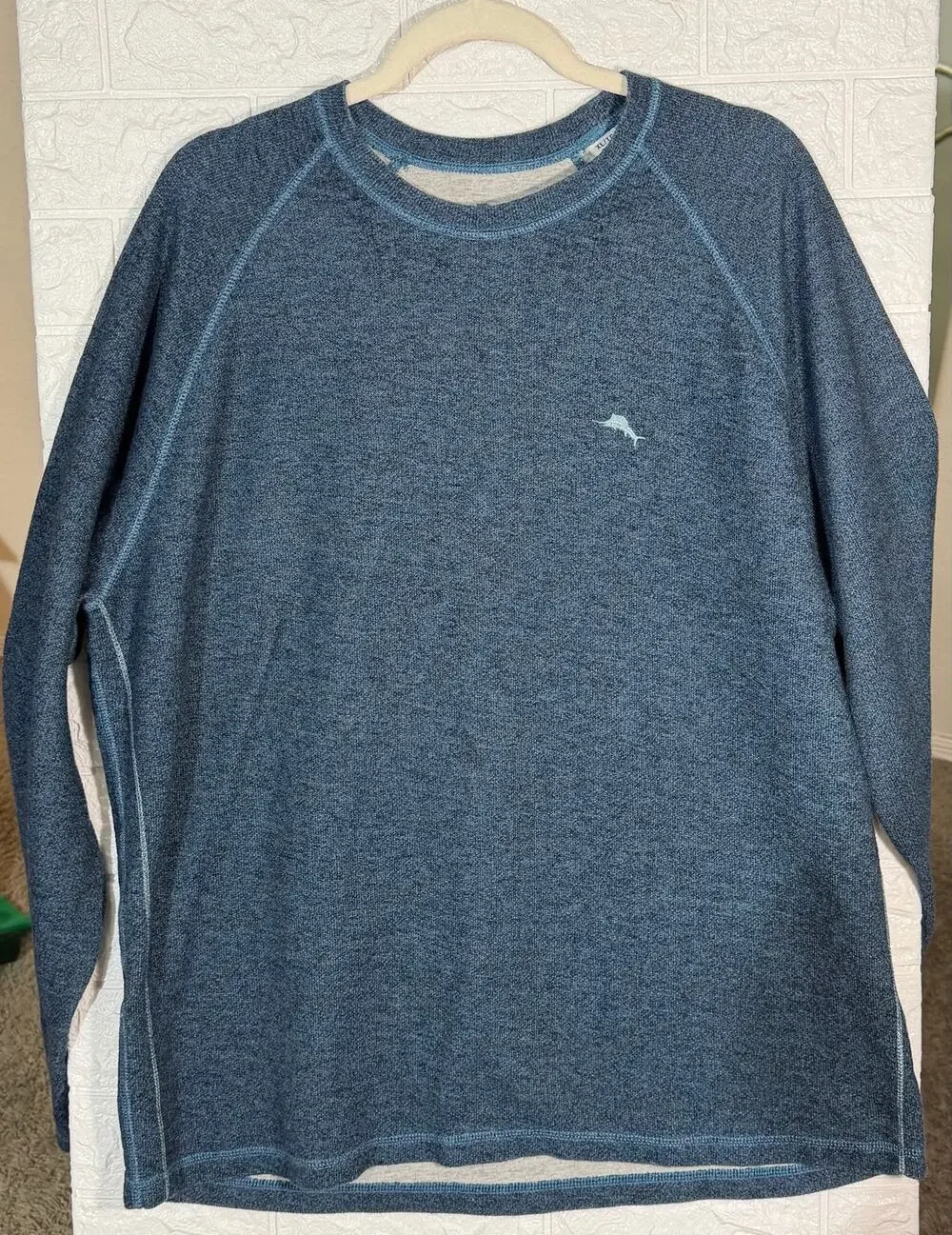 Tommy Bahama Men’s XL Blue Heathered Crewneck Sweatshirt Marlin Logo